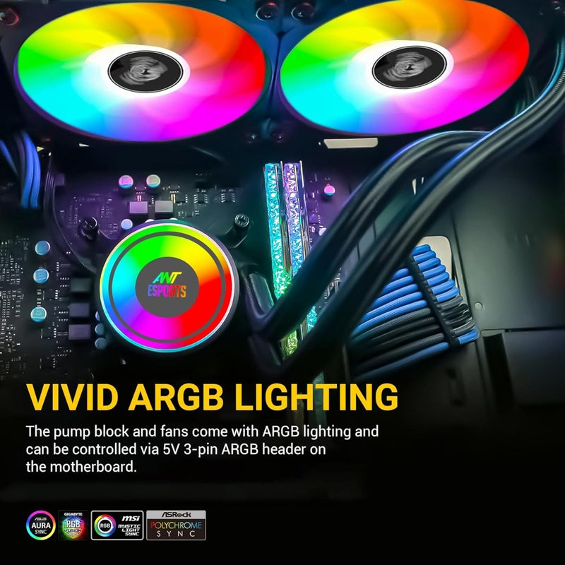 ANT ESPORTS ICE - 240 ARGB 240MM AIO LIQUID COOLER BLACK - SWIFT PERIPHERALS1085935