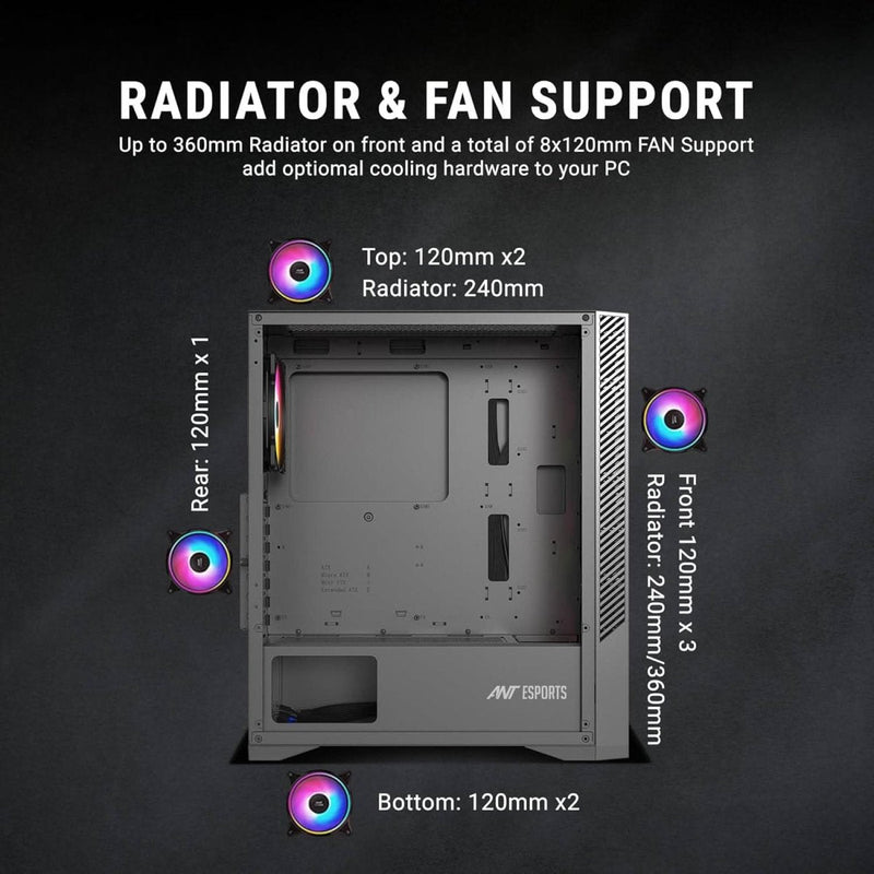 ANT ESPORTS ICE 270G 6F ARGB ATX MID TOWER CABINET - SWIFT PERIPHERALS1093243