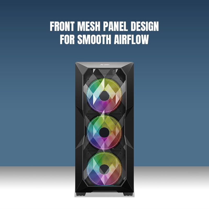 ANT ESPORTS ICE - 300 MESH MID - TOWER CABINET - BLACK - SWIFT PERIPHERALS1082324