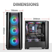 Ant Esports ICE - 311MT Mid Tower Gaming Cabinet with 3 Pre - installed 120mm A - RGB Fans and PSU Shroud - SWIFT PERIPHERALSICE-311MT