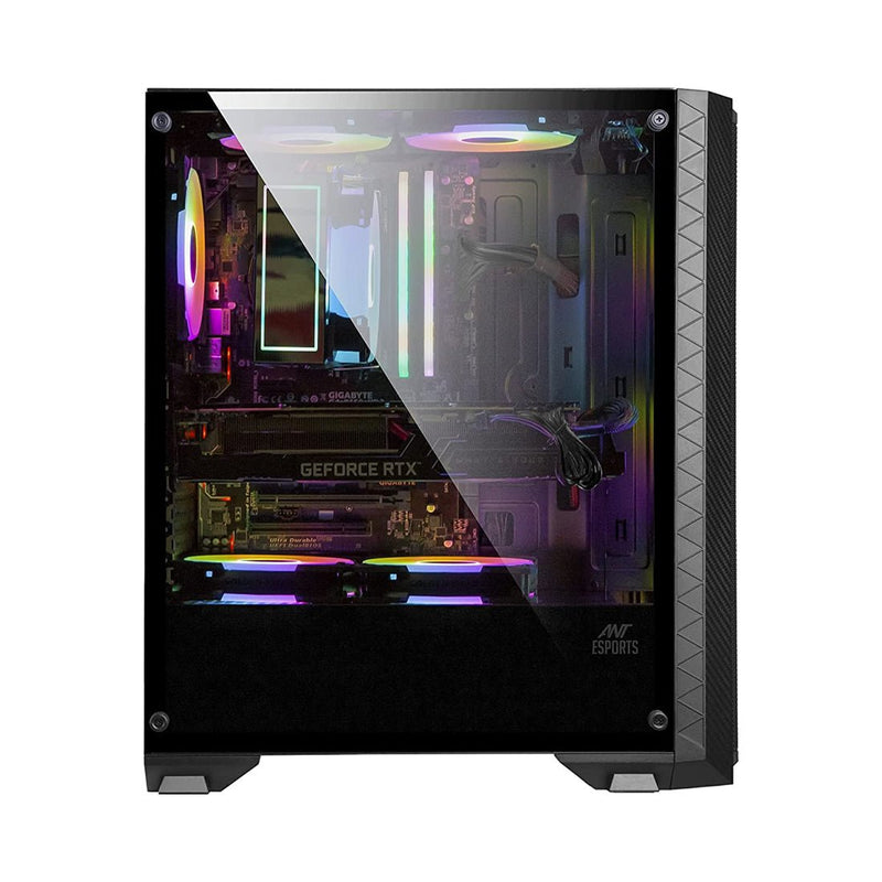 Ant Esports ICE - 311MT Mid Tower Gaming Cabinet with 3 Pre - installed 120mm A - RGB Fans and PSU Shroud - SWIFT PERIPHERALSICE-311MT
