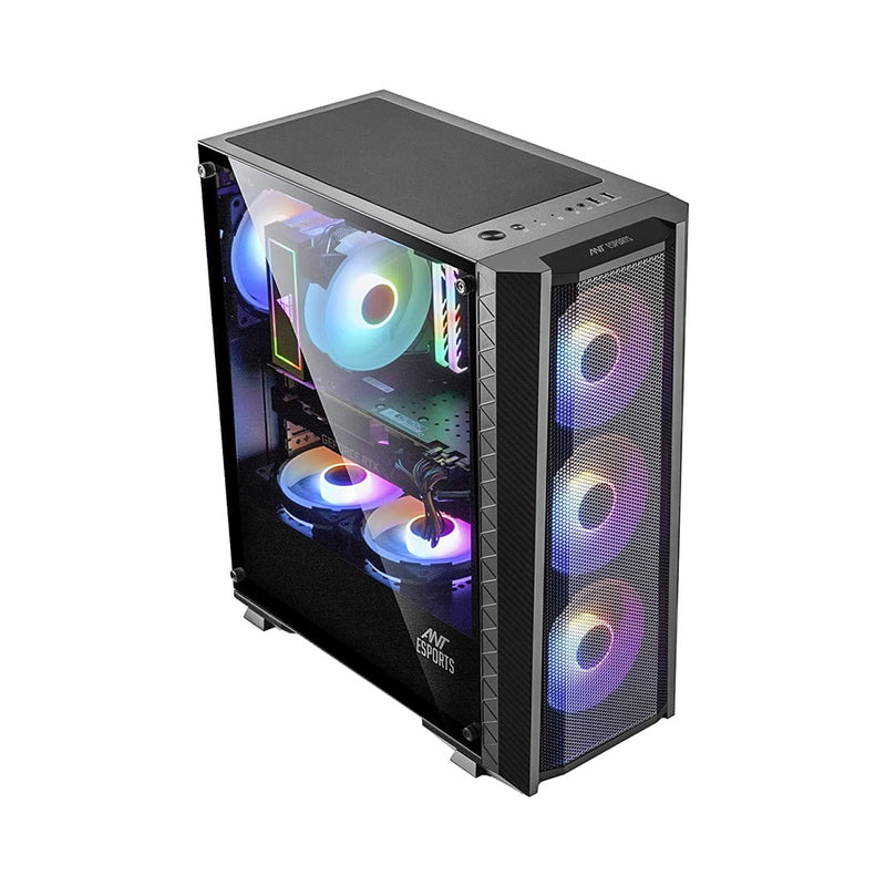 Ant Esports ICE - 311MT Mid Tower Gaming Cabinet with 3 Pre - installed 120mm A - RGB Fans and PSU Shroud - SWIFT PERIPHERALSICE-311MT