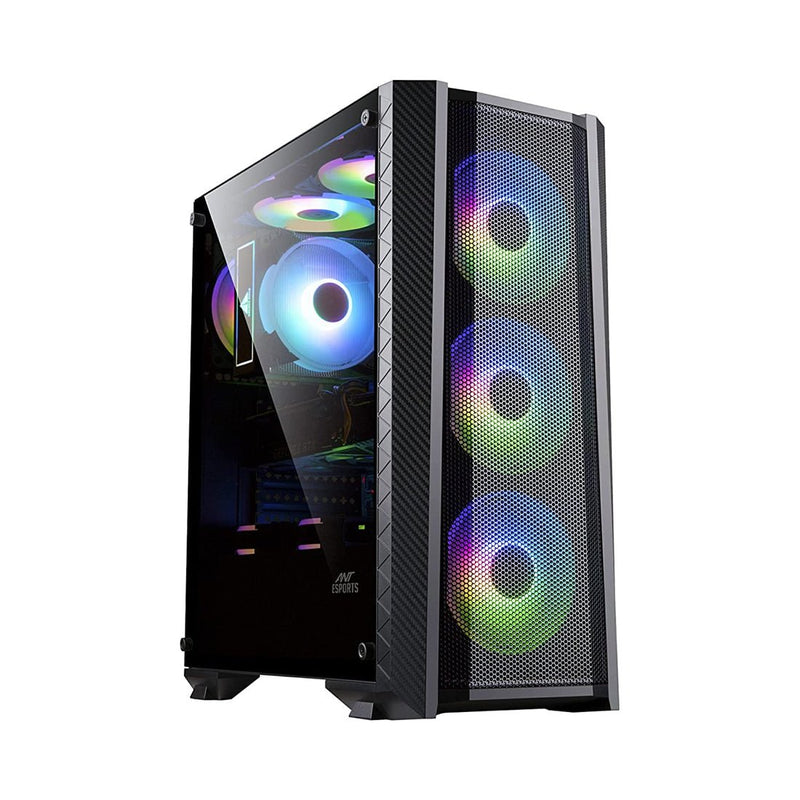 Ant Esports ICE - 311MT Mid Tower Gaming Cabinet with 3 Pre - installed 120mm A - RGB Fans and PSU Shroud - SWIFT PERIPHERALSICE-311MT