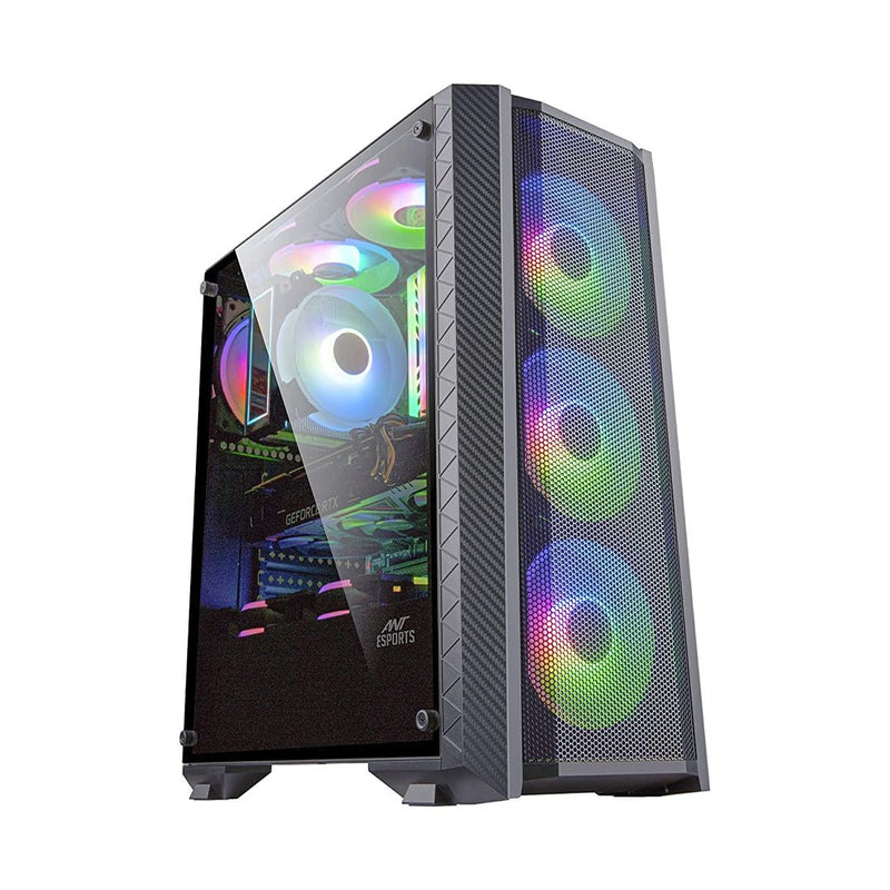 Ant Esports ICE - 311MT Mid Tower Gaming Cabinet with 3 Pre - installed 120mm A - RGB Fans and PSU Shroud - SWIFT PERIPHERALSICE-311MT