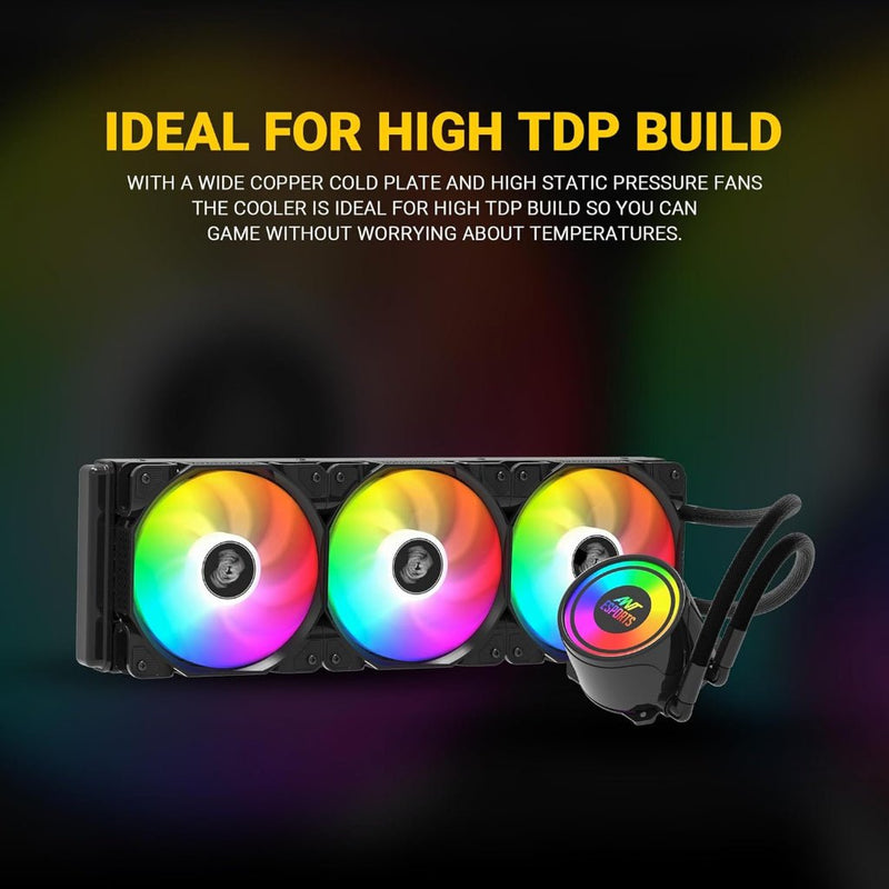 Ant Esports ICE - 360 360mm ARGB AIO CPU Liquid Cooler - Black - SWIFT PERIPHERALSICE-360-ARGB