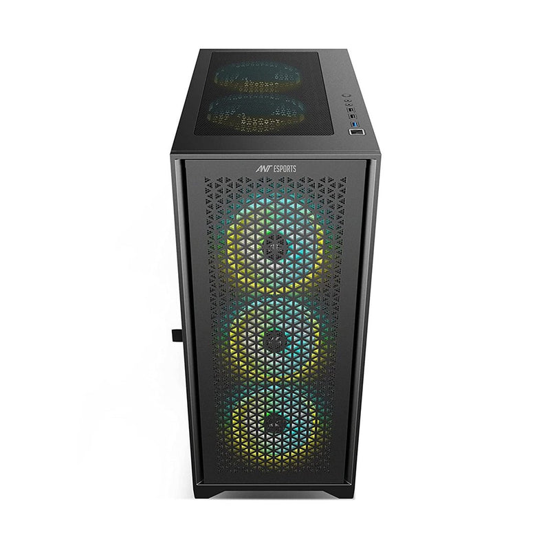 Ant Esports ICE - 4000 RGB Mid Tower Gaming Cabinet with three Pre - Installed 120mm ARGB Fans - SWIFT PERIPHERALSICE-4000RGB-BLACK