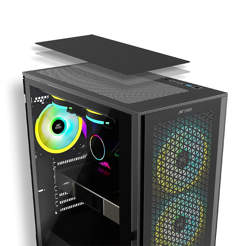 Ant Esports ICE - 4000 RGB Mid Tower Gaming Cabinet with three Pre - Installed 120mm ARGB Fans - SWIFT PERIPHERALSICE-4000RGB-BLACK