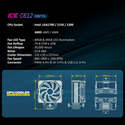 ANT ESPORTS ICE - C612 DIGITAL ARGB 120MM CPU AIR COOLER - SWIFT PERIPHERALS1090104