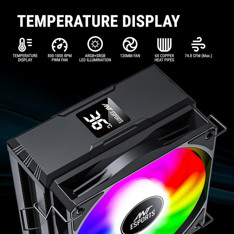 ANT ESPORTS ICE - C612 DIGITAL ARGB 120MM CPU AIR COOLER - SWIFT PERIPHERALS1090104
