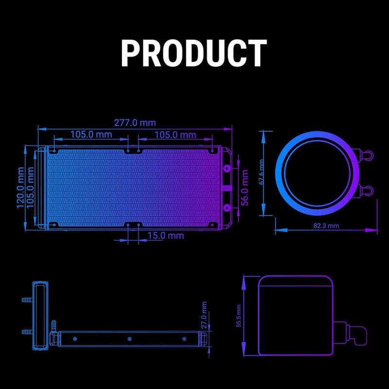 ANT ESPORTS ICE CHROMA ML240 ARGB 240MM CPU LIQUID COOLER BLACK - SWIFT PERIPHERALS1090146