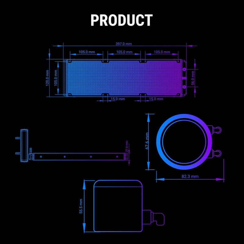 ANT ESPORTS ICE CHROMA ML360 ARGB 360MM CPU LIQUID COOLER BLACK - SWIFT PERIPHERALS1089968