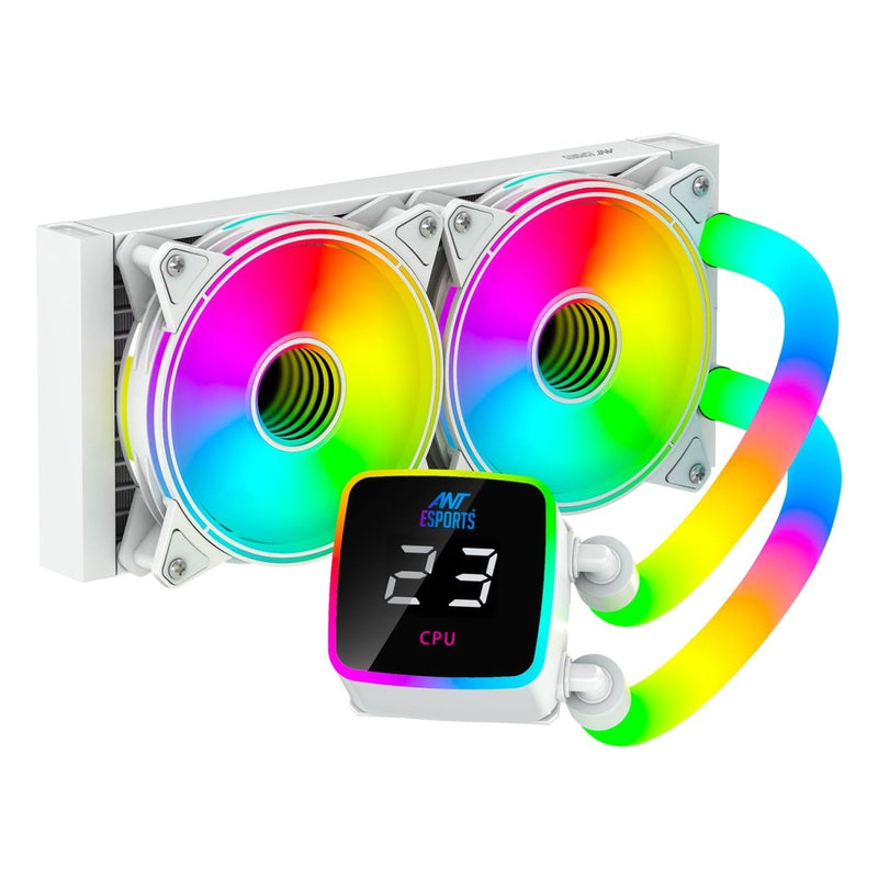 ANT ESPORTS ICE GLOW 240MM AIO LIQUID COOLER ARGB WHITE - SWIFT PERIPHERALS1088066