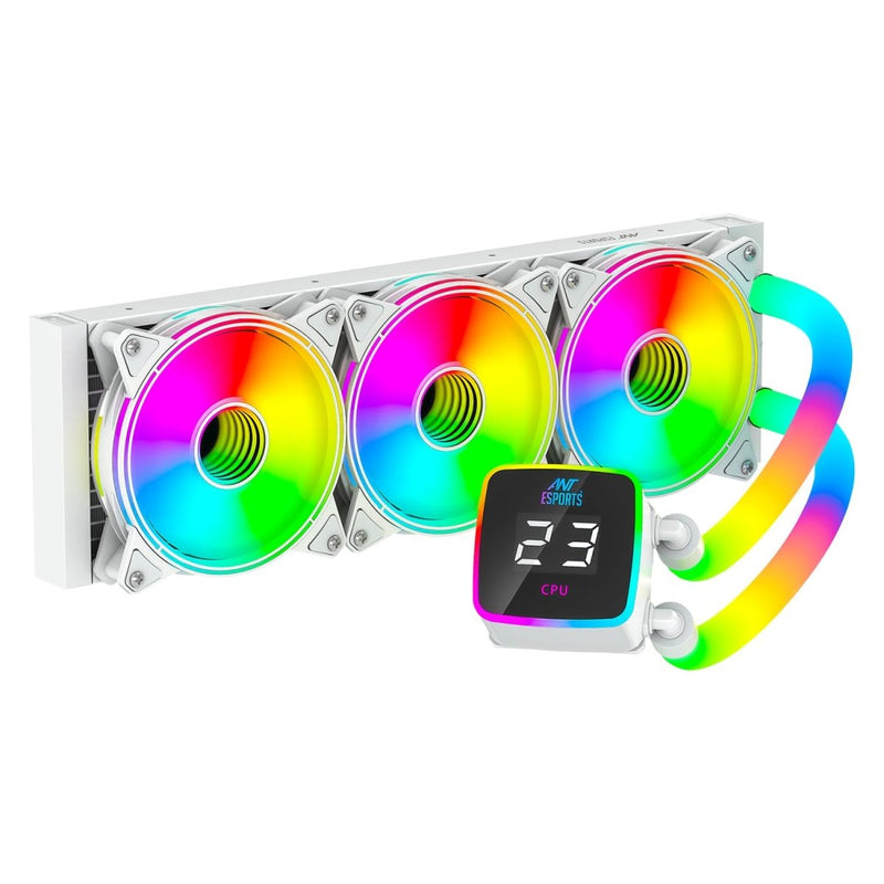 ANT ESPORTS ICE GLOW 360MM AIO LIQUID COOLER ARGB WHITE - SWIFT PERIPHERALS1088067