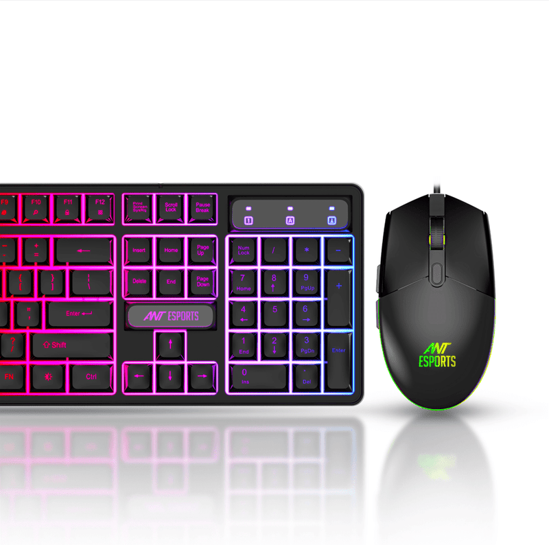 ANT ESPORTS KM1650 RGB MEMBRANE WIRED GAMING KEYBOARD & RGB MOUSE COMBO - BLACK - SWIFT PERIPHERALS1093966