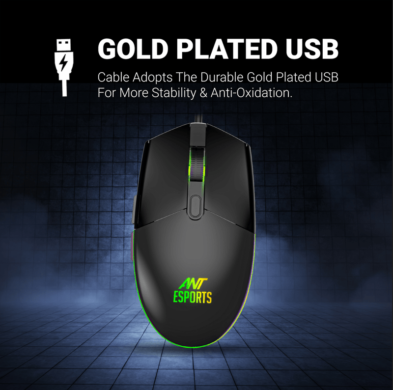 ANT ESPORTS KM1650 RGB MEMBRANE WIRED GAMING KEYBOARD & RGB MOUSE COMBO - BLACK - SWIFT PERIPHERALS1093966