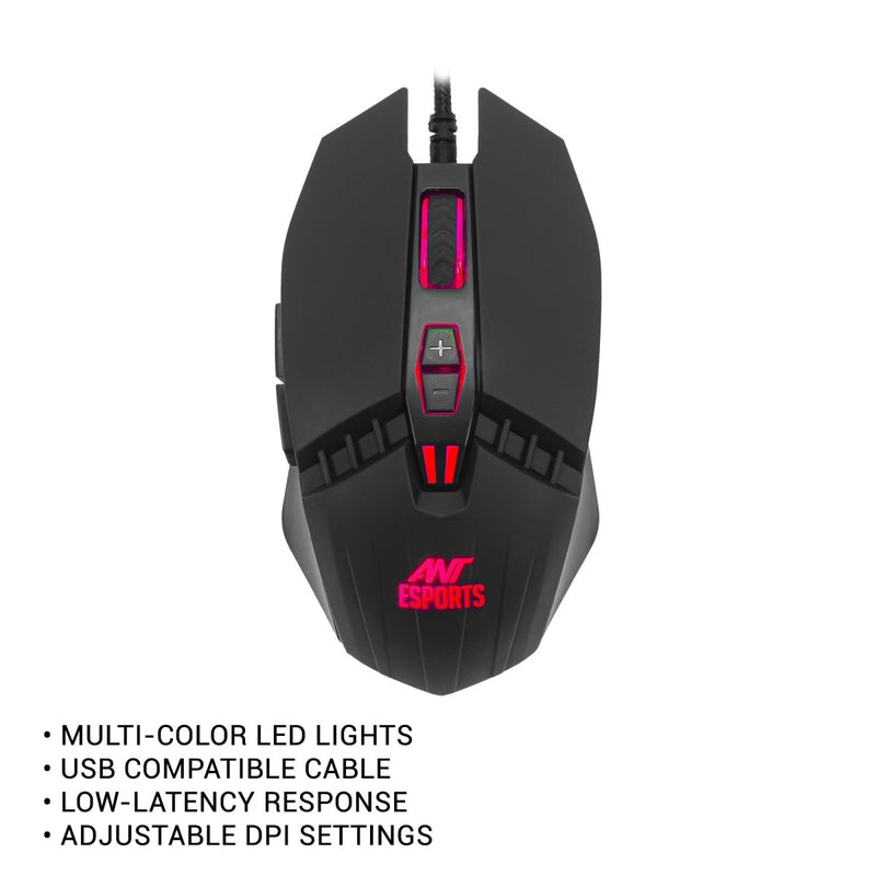 ANT ESPORTS KM500 PRO BACKLIT WIRED GAMING KEYBOARD AND MOUSE COMBO - BLACK - SWIFT PERIPHERALS1082299