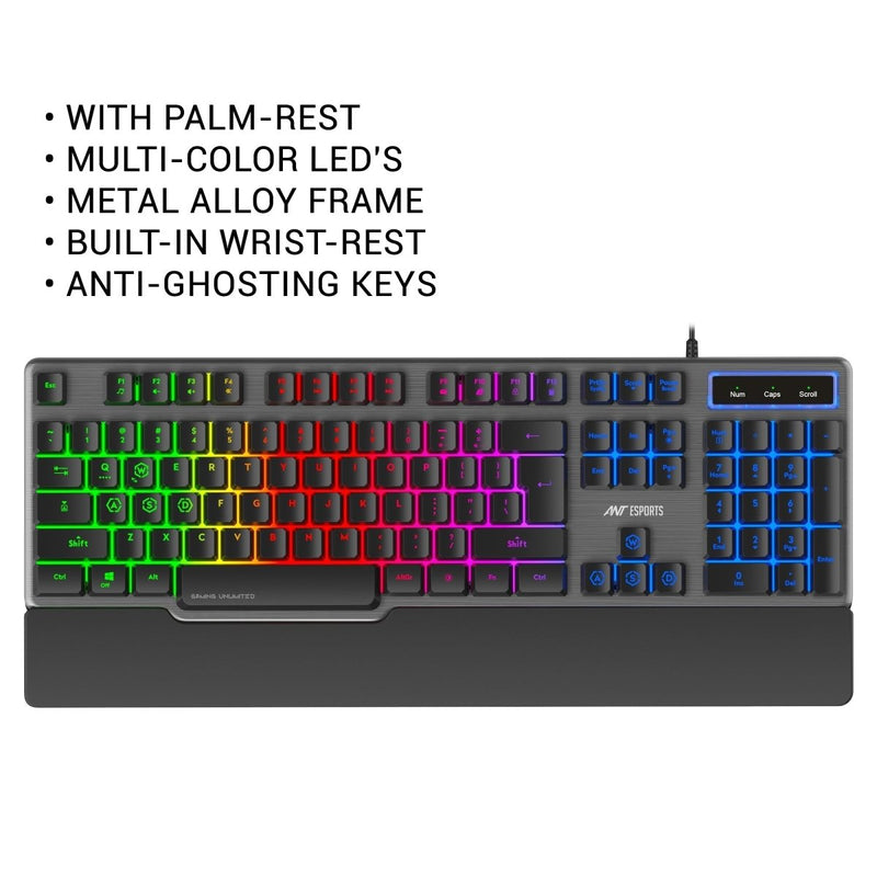 ANT ESPORTS KM500 PRO BACKLIT WIRED GAMING KEYBOARD AND MOUSE COMBO - BLACK - SWIFT PERIPHERALS1082299