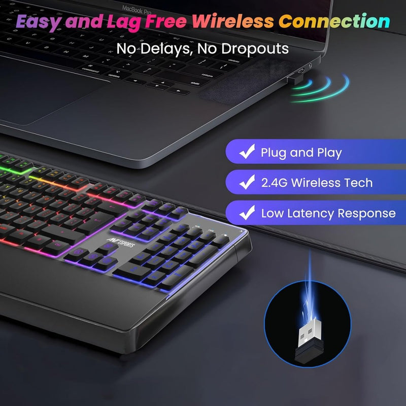 ANT ESPORTS KM550 PRO WIRELESS GAMING KEYBOARD AND MOUSE COMBO (BLACK) - SWIFT PERIPHERALS1093226
