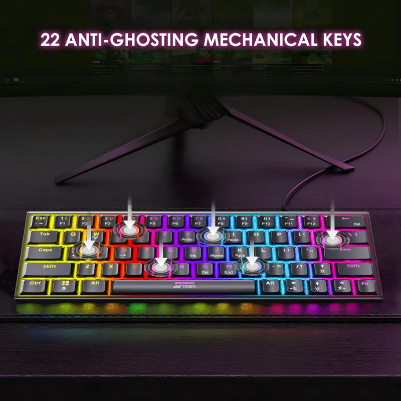 ANT ESPORTS MK1200 MINI 60% RGB MECHANICAL GAMING KEYBOARD - SWIFT PERIPHERALS103593