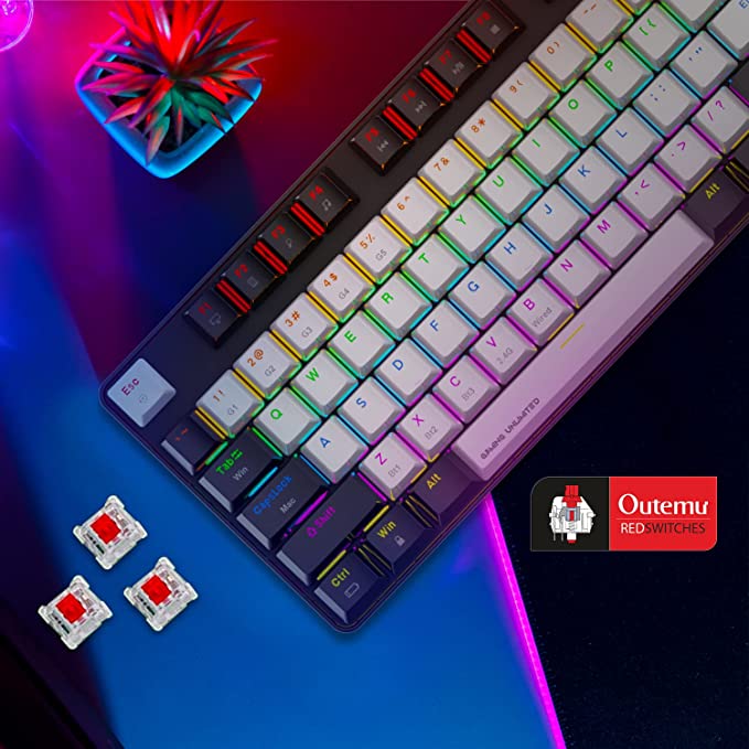 ANT ESPORTS MK4500 PRO 3IN1 WIRELESS / BT / WIRED TKL MECHANICAL BACKLIT GAMING KEYBOARD BLACK (RED SWITCH) (BIS.R - 41211141) - SWIFT PERIPHERALSAEPP0077