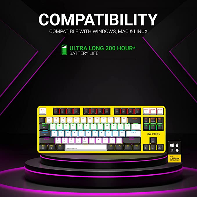 ANT ESPORTS MK4500 PRO 3IN1 WIRELESS / BT / WIRED TKL MECHANICAL BACKLIT GAMING KEYBOARD BLACK (RED SWITCH) (BIS.R - 41211141) - SWIFT PERIPHERALSAEPP0077