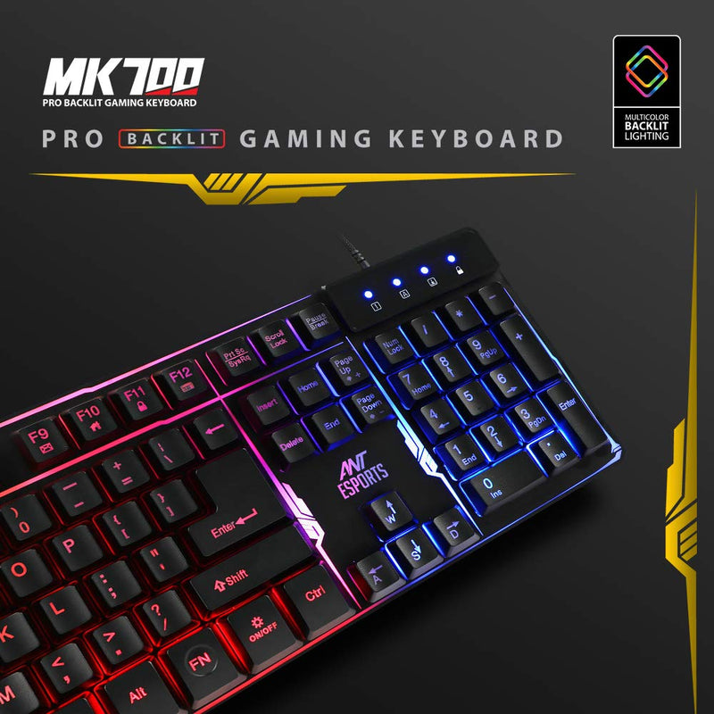 ANT ESPORTS MK700 PRO BACKLIT RAINBOW COLOR GAMING KEYBOARD - SWIFT PERIPHERALS100965