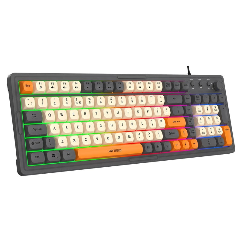 ANT ESPORTS MK800 PRO GAMING KEYBOARD (GREY, BEIGE, ORANGE) - SWIFT PERIPHERALSAEPP0232