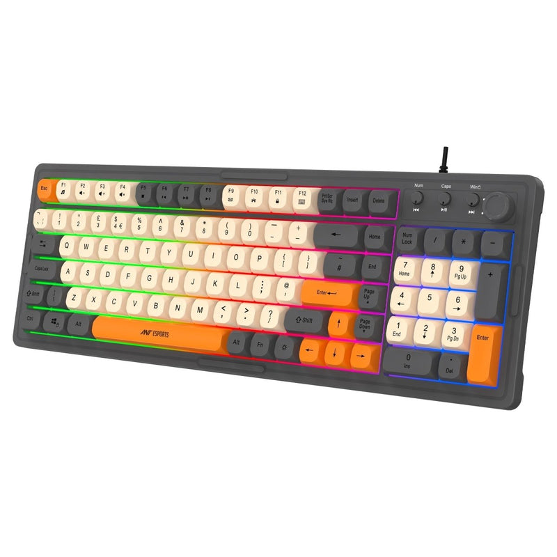 ANT ESPORTS MK800 PRO GAMING KEYBOARD (GREY, BEIGE, ORANGE) - SWIFT PERIPHERALSAEPP0232