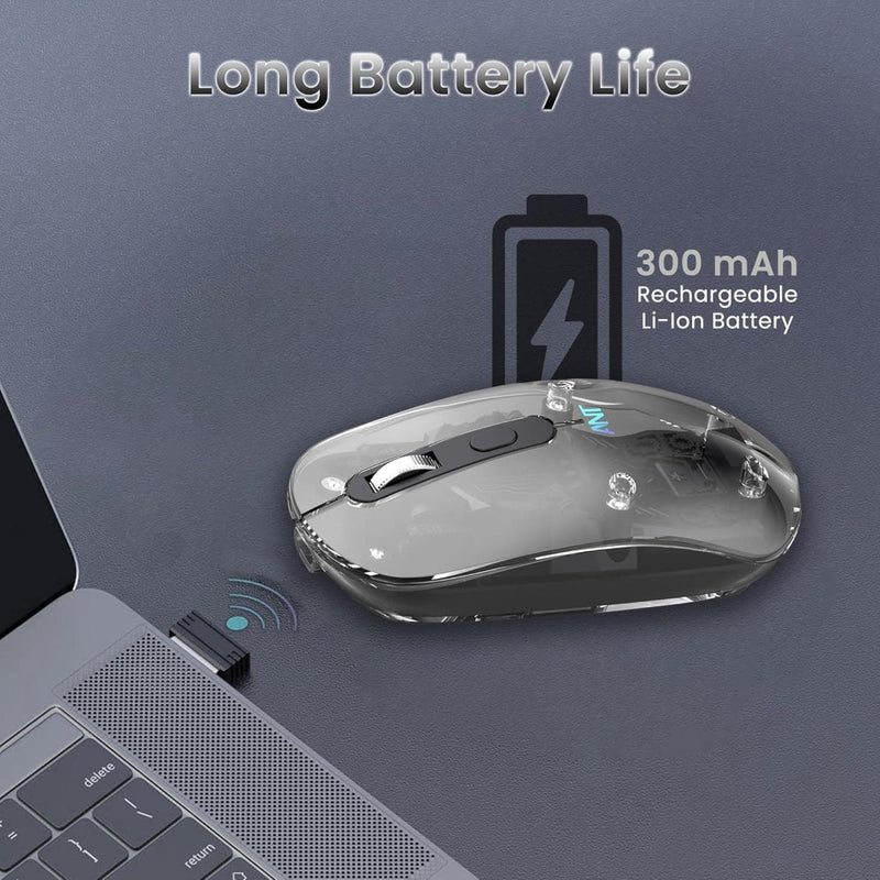 ANT ESPORTS OM140 PRO ULTRA LIGHTWEIGHT TRANSPARENT WIRELESS 2.4GZ BLUETOOTH MOUSE - SWIFT PERIPHERALSANTR0001