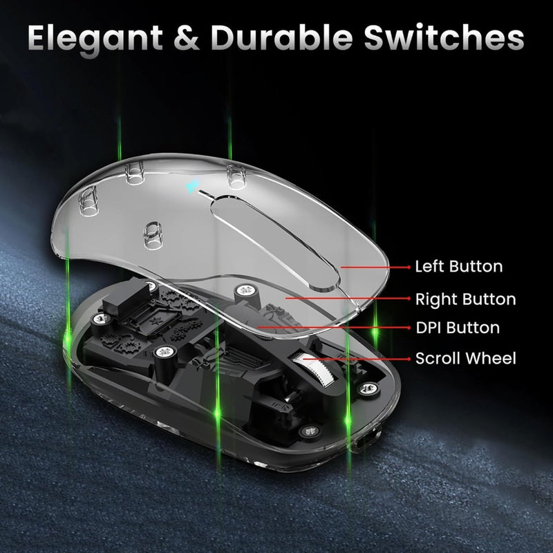 ANT ESPORTS OM140 PRO ULTRA LIGHTWEIGHT TRANSPARENT WIRELESS 2.4GZ BLUETOOTH MOUSE - SWIFT PERIPHERALSANTR0001