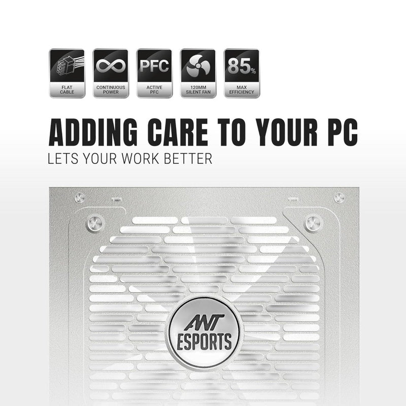 ANT ESPORTS RX650 650 WATT 80 PLUS BRONZE CERTIFIED POWER SUPPLY - WHITE - SWIFT PERIPHERALS1093163