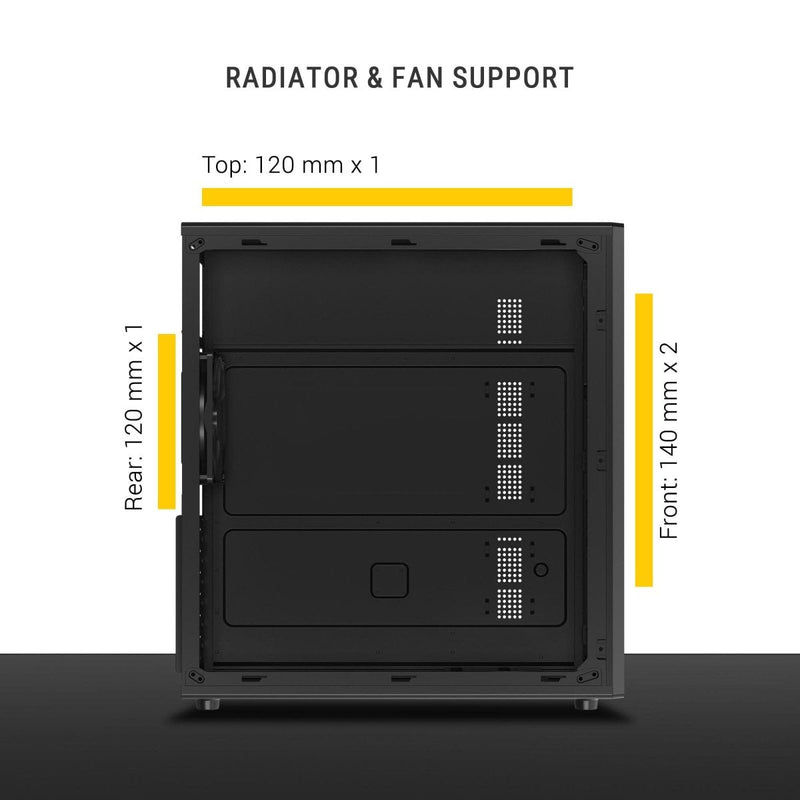 ANT ESPORTS SI30 MID TOWER (ATX/M - ATX/M - ITX) BLACK CABINET WITH 3X120MM FANS - SWIFT PERIPHERALSAESP0368