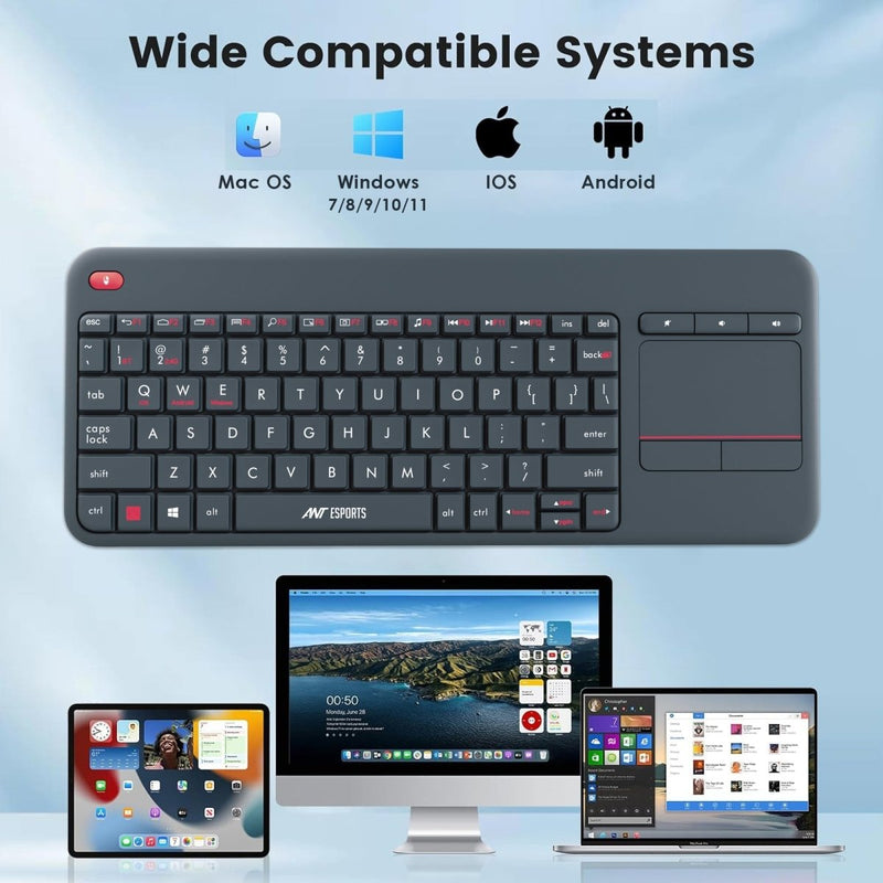 ANT ESPORTS WK100 WIRELESS KEYBOARD WITH BUILT - IN TOUCHPAD (GRAY) - SWIFT PERIPHERALSAEPP0197