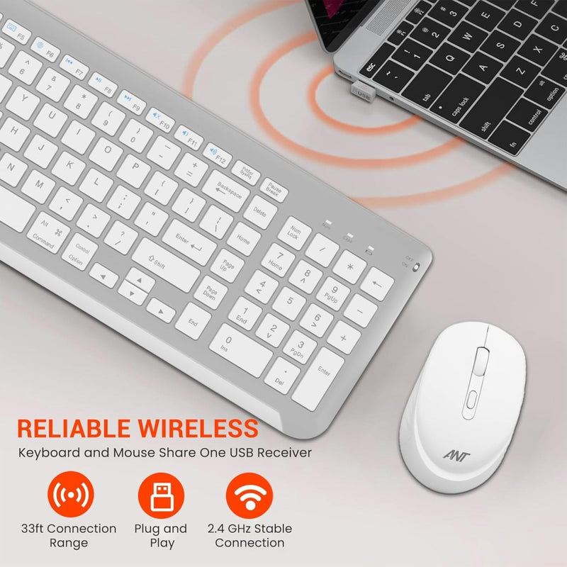 ANT ESPORTS WK250 PROFESSIONAL WIRELESS KEYBOARD & MOUSE COMBO WHITE SILVER (R - 41285455) (ETA - SD - 20241110955) (ETA - SD - 20241111000) - SWIFT PERIPHERALSANTP0045