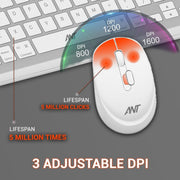 ANT ESPORTS WK250 PROFESSIONAL WIRELESS KEYBOARD & MOUSE COMBO WHITE SILVER (R - 41285455) (ETA - SD - 20241110955) (ETA - SD - 20241111000) - SWIFT PERIPHERALSANTP0045
