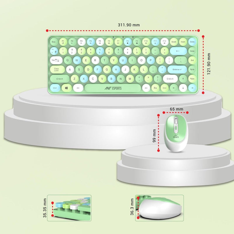 ANT ESPORTS WKM33 WIRELESS RETRO KEYBOARD AND MOUSE COMBO (APPLE GREEN) R - 41211141, ETA - SD - 20221009067, ETA - SD - 20221009069 - SWIFT PERIPHERALSAEPP0189