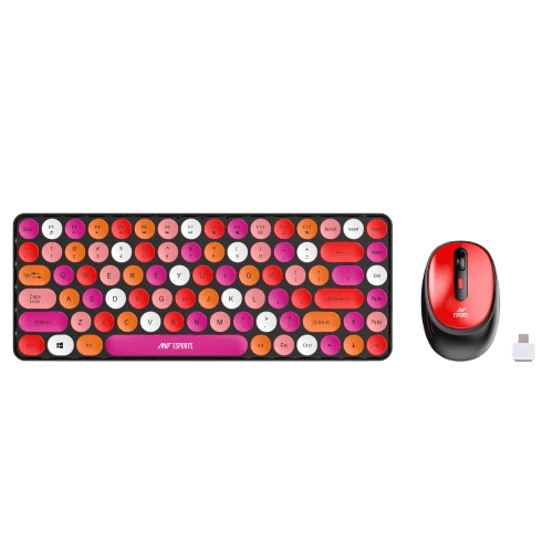 ANT ESPORTS WKM33 WIRELESS RETRO KEYBOARD AND MOUSE COMBO (CHERRY RED) R - 41211141, ETA - SD - 20221009067, ETA - SD - 20221009069 - SWIFT PERIPHERALSAEPP0191