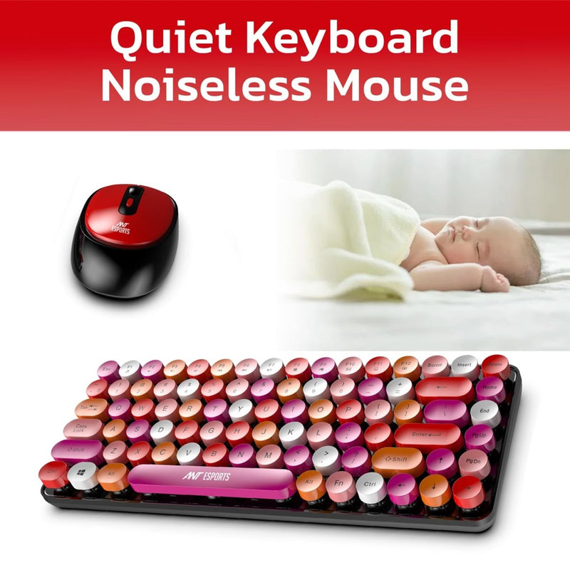 ANT ESPORTS WKM33 WIRELESS RETRO KEYBOARD AND MOUSE COMBO (CHERRY RED) R - 41211141, ETA - SD - 20221009067, ETA - SD - 20221009069 - SWIFT PERIPHERALSAEPP0191