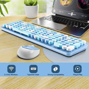 ANT ESPORTS WKM44 WIRELESS RETRO KEYBOARD AND MOUSE COMBO (BLUE GRAY) - SWIFT PERIPHERALS1088953
