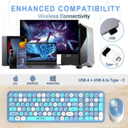 ANT ESPORTS WKM44 WIRELESS RETRO KEYBOARD AND MOUSE COMBO (BLUE GRAY) - SWIFT PERIPHERALS1088953