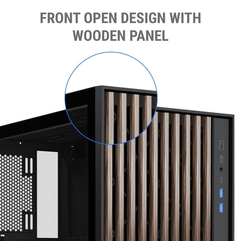 ANT ESPORTS ZEN WOOD C3 (ATX) MID TOWER CABINET (BLACK) - SWIFT PERIPHERALS1090605