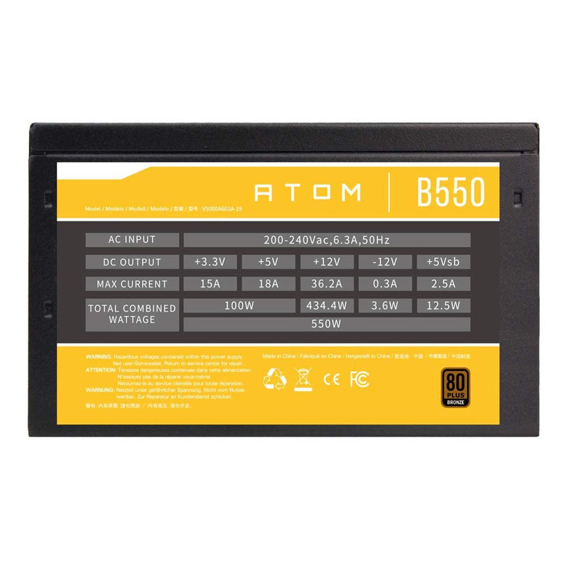 ANTEC ATOM 550W B550 80 PLUS BRONZE NON - MODULAR SMPS - SWIFT PERIPHERALS101773