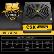 ANTEC CSK650 650 WATT 80 PLUS BRONZE SMPS - SWIFT PERIPHERALS0-761345-11748-7