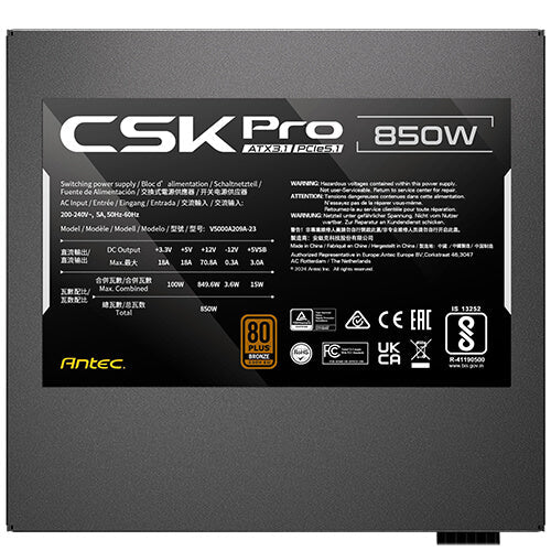 ANTEC CSK850 PRO ATX 3.1 80 PLUS BRONZE SEMI - MODULAR SMPS - SWIFT PERIPHERALS1093541
