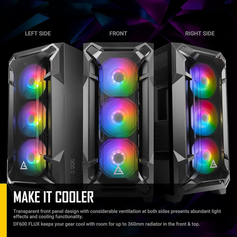 ANTEC DF600 FLUX ARGB (ATX) MID TOWER CABINET (BLACK) - SWIFT PERIPHERALS0-761345-80060-0