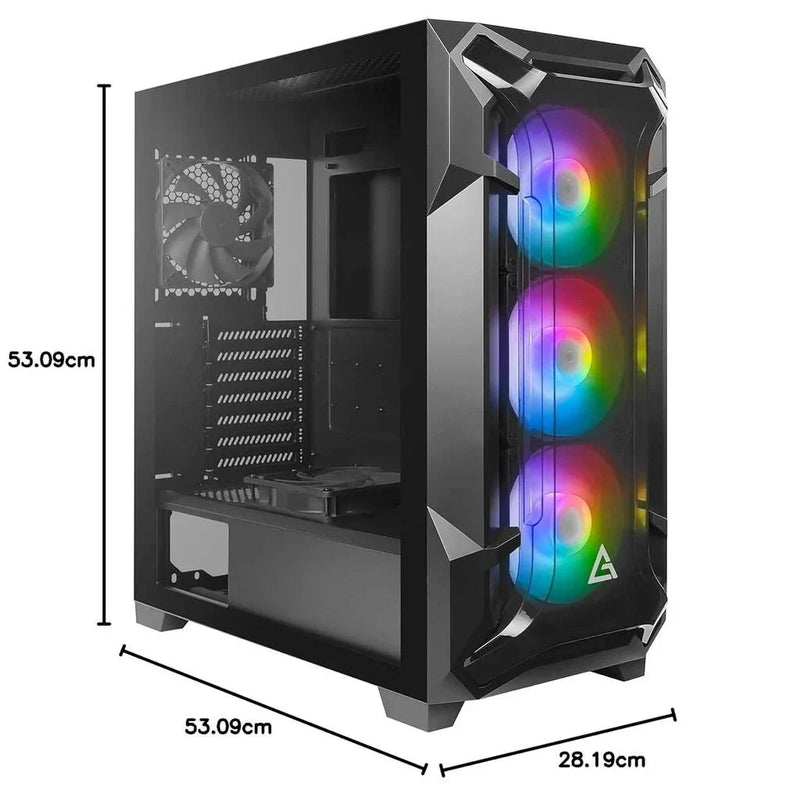 Antec DF600 Flux ARGB Tempered Glass Side Panel ATX Mid Tower Gaming Cabinet - Black - SWIFT PERIPHERALS‎DF600-FLUX