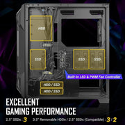 Antec DF600 Flux ARGB Tempered Glass Side Panel ATX Mid Tower Gaming Cabinet - Black - SWIFT PERIPHERALS‎DF600-FLUX