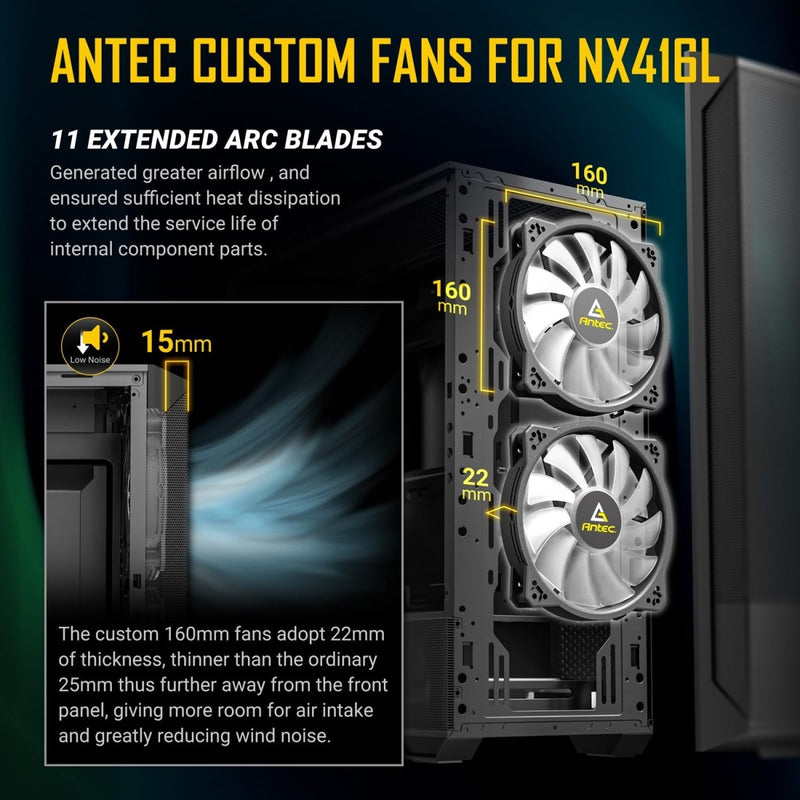 ANTEC NX416L ARGB (ATX) MID TOWER CABINET (BLACK) - SWIFT PERIPHERALS0-761345-10002-1