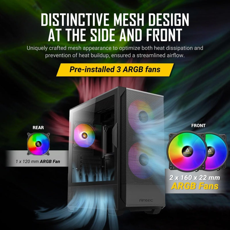 ANTEC NX416L ARGB (ATX) MID TOWER CABINET (BLACK) - SWIFT PERIPHERALS0-761345-10002-1