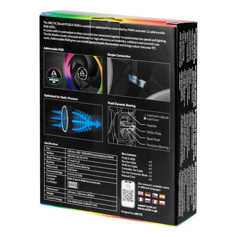 ARCTIC BioniX P120 A - RGB PWM 120mm CPU Case Cooling Fan - SWIFT PERIPHERALSACFAN00146A